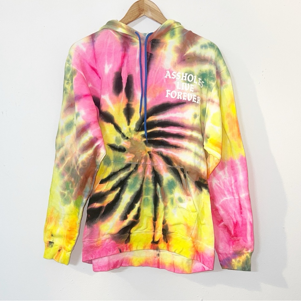 Tie-Dye Multicolor Hoodie with Slogan